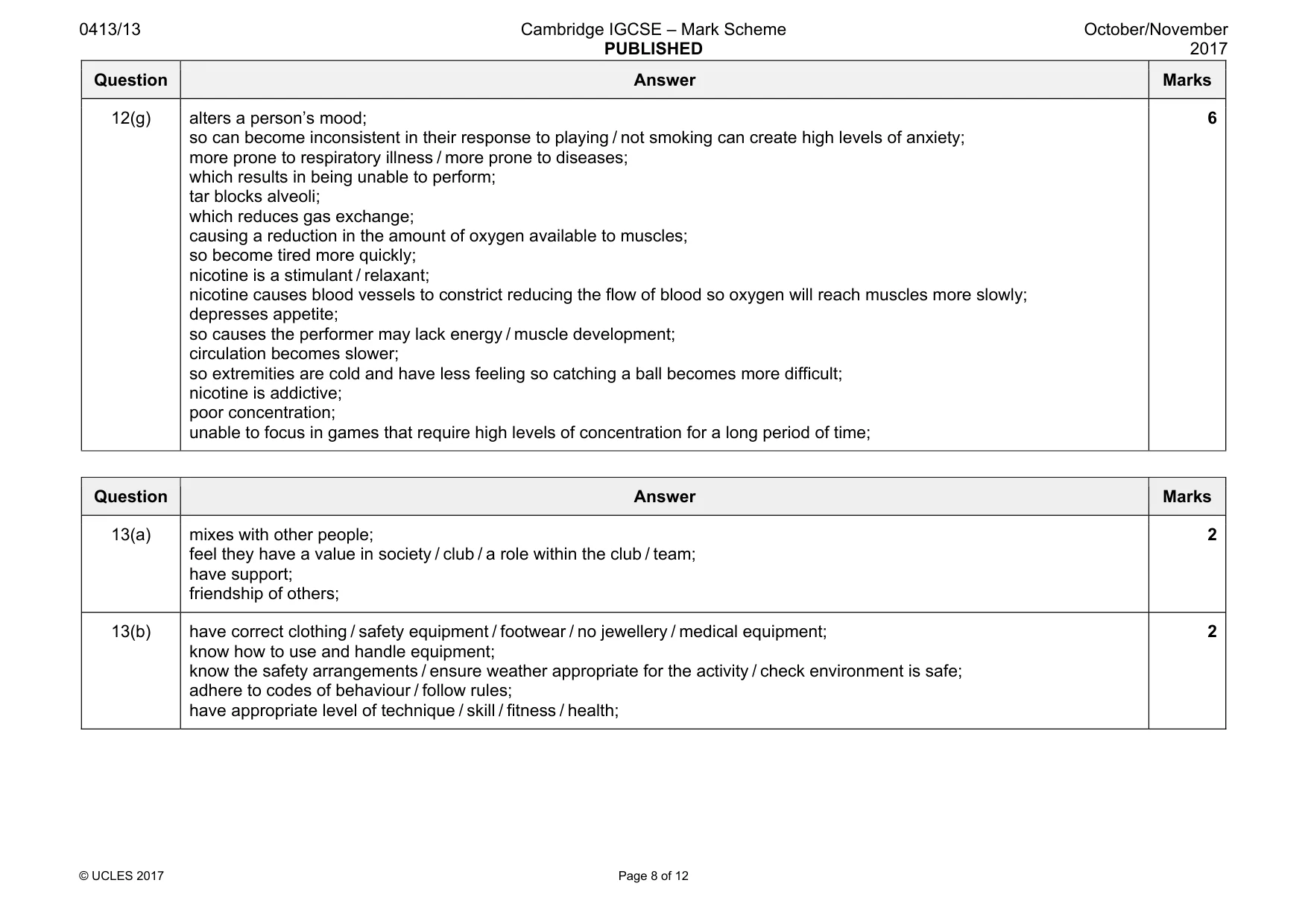Mark scheme, page 8 of 12