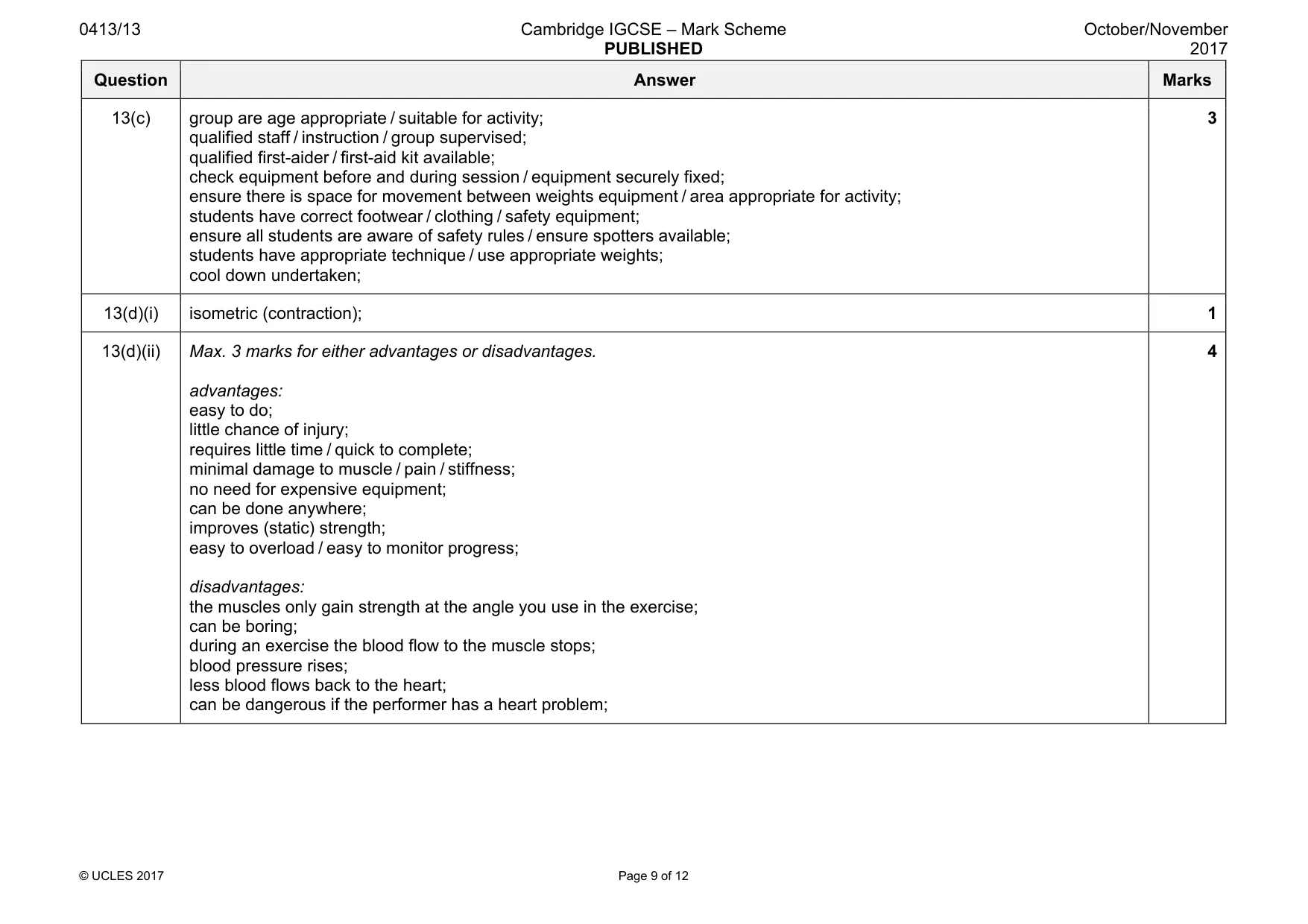 Mark scheme, page 9 of 12