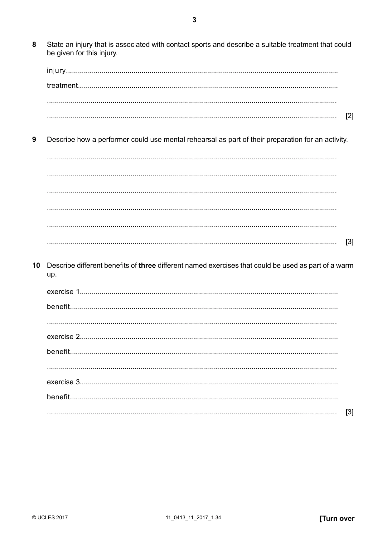 Cambridge IGCSE Physical Education 0413 2017 Oct/Nov Paper 1 · Variant 1 question paper, page 3 of 16