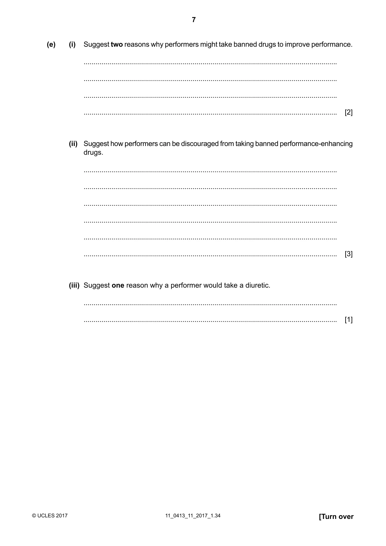 Cambridge IGCSE Physical Education 0413 2017 Oct/Nov Paper 1 · Variant 1 question paper, page 7 of 16