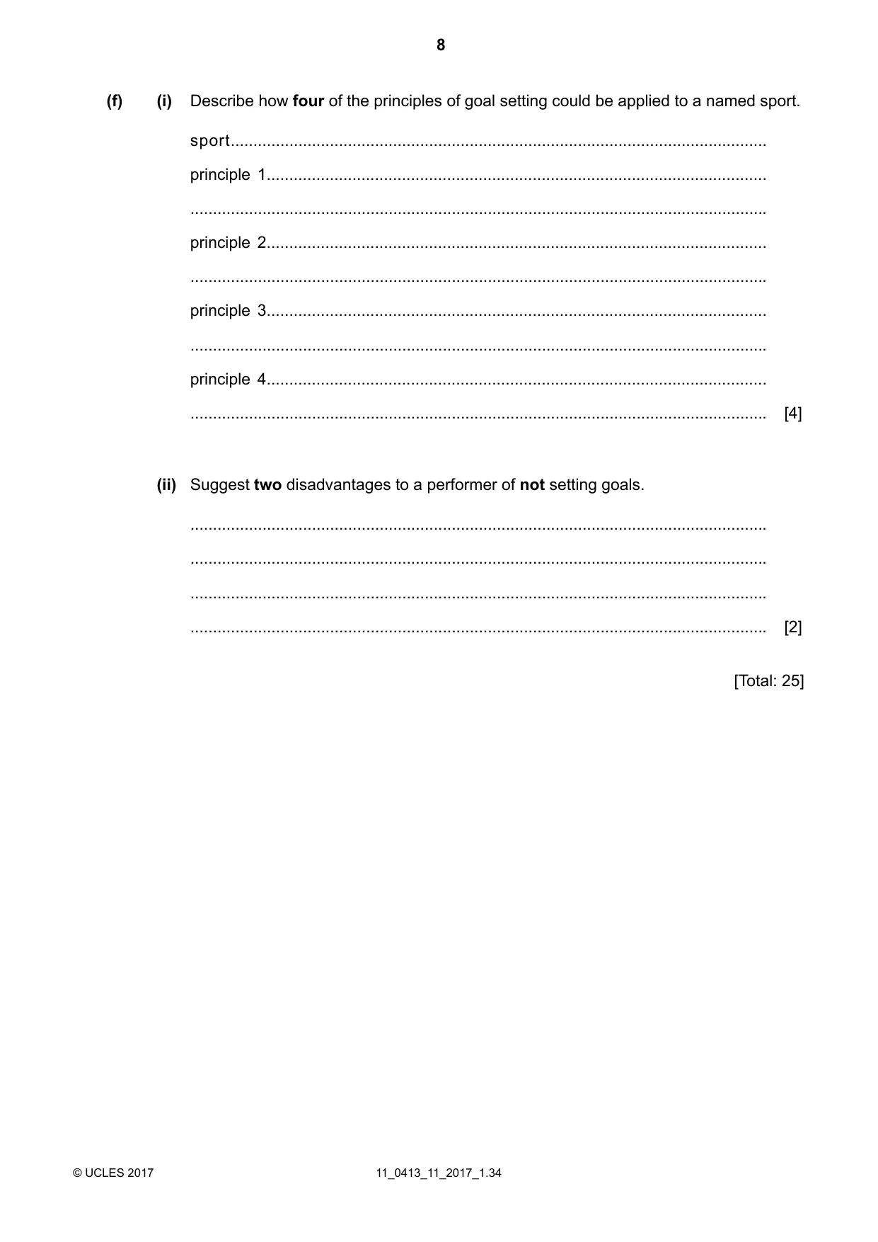 Cambridge IGCSE Physical Education 0413 2017 Oct/Nov Paper 1 · Variant 1 question paper, page 8 of 16