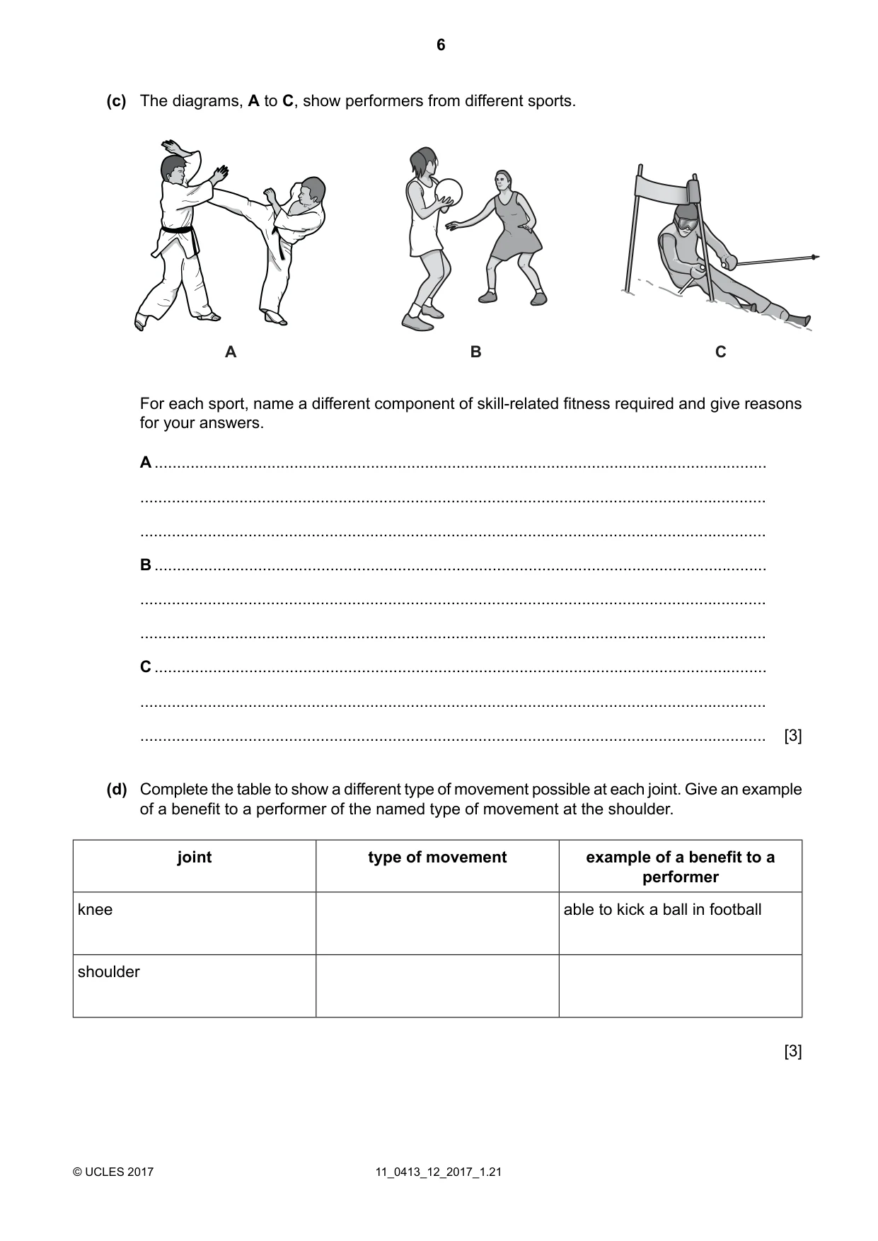 Cambridge IGCSE Physical Education 0413 2017 Oct/Nov Paper 1 · Variant 2 question paper, page 6 of 16