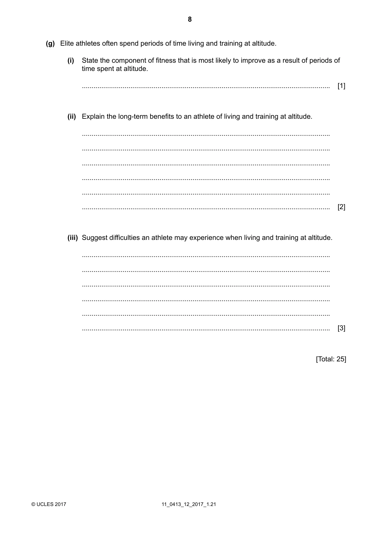 Cambridge IGCSE Physical Education 0413 2017 Oct/Nov Paper 1 · Variant 2 question paper, page 8 of 16