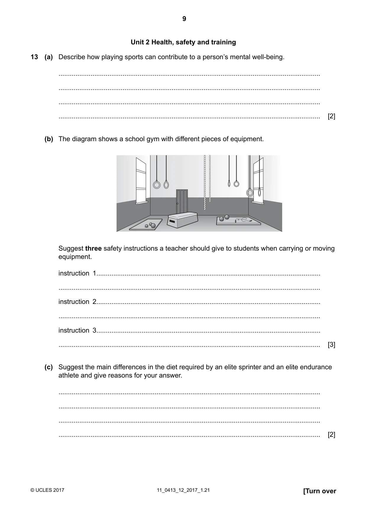 Cambridge IGCSE Physical Education 0413 2017 Oct/Nov Paper 1 · Variant 2 question paper, page 9 of 16