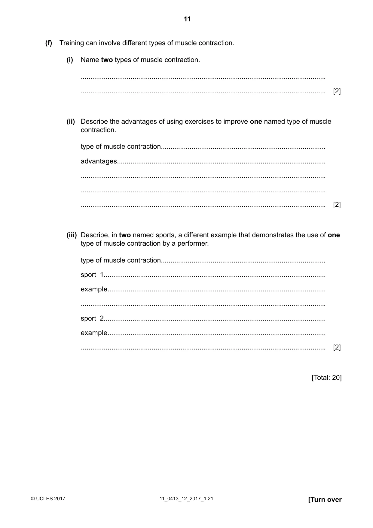 Cambridge IGCSE Physical Education 0413 2017 Oct/Nov Paper 1 · Variant 2 question paper, page 11 of 16