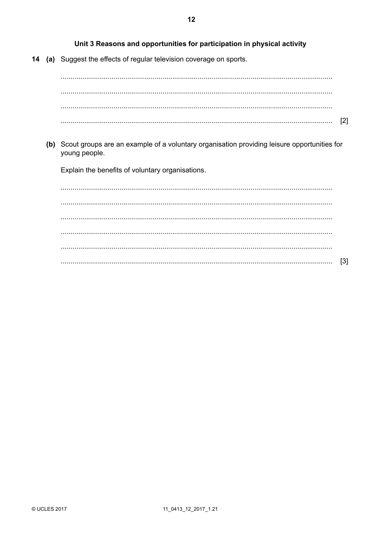 Cambridge IGCSE Physical Education 0413 2017 Oct/Nov Paper 1 · Variant 2 question paper, page 12 of 16