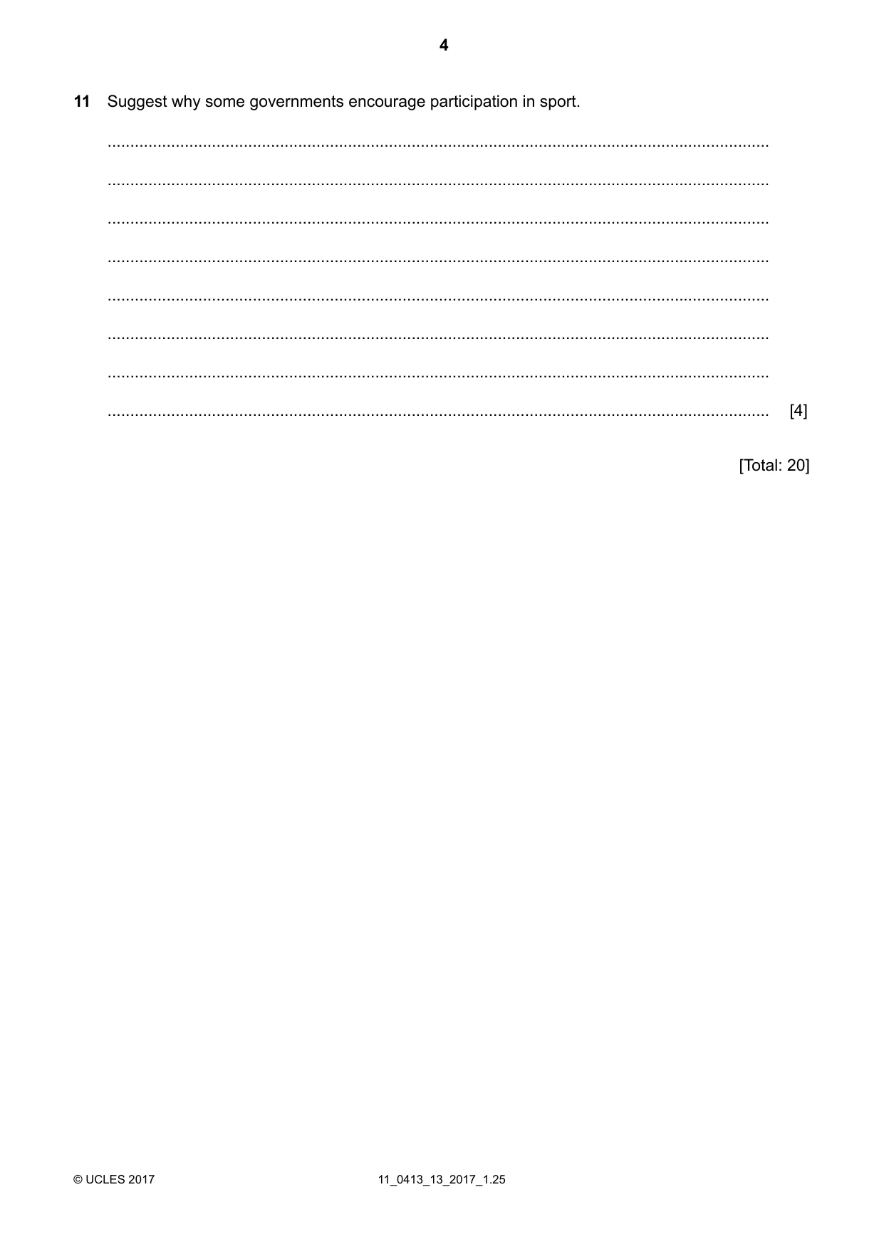 Cambridge IGCSE Physical Education 0413 2017 Oct/Nov Paper 1 · Variant 3 question paper, page 4 of 12