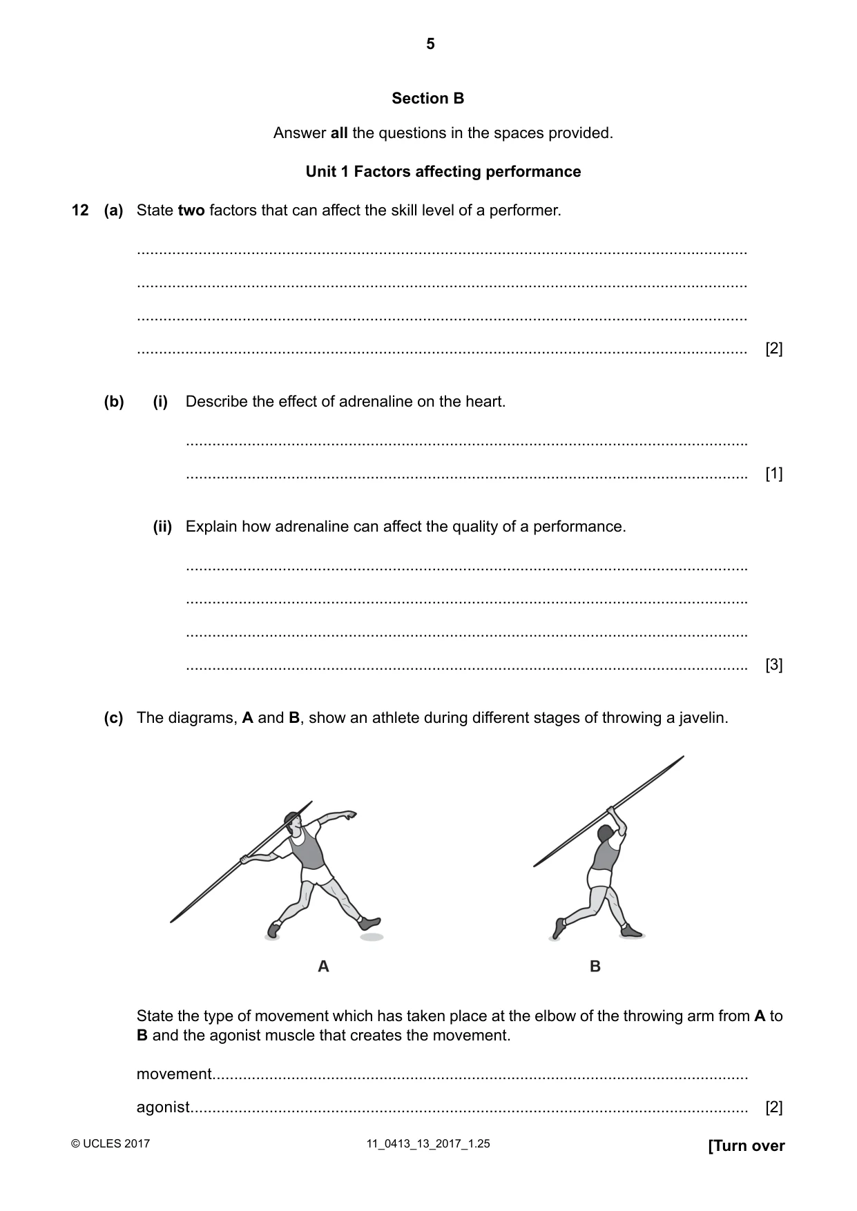 Cambridge IGCSE Physical Education 0413 2017 Oct/Nov Paper 1 · Variant 3 question paper, page 5 of 12