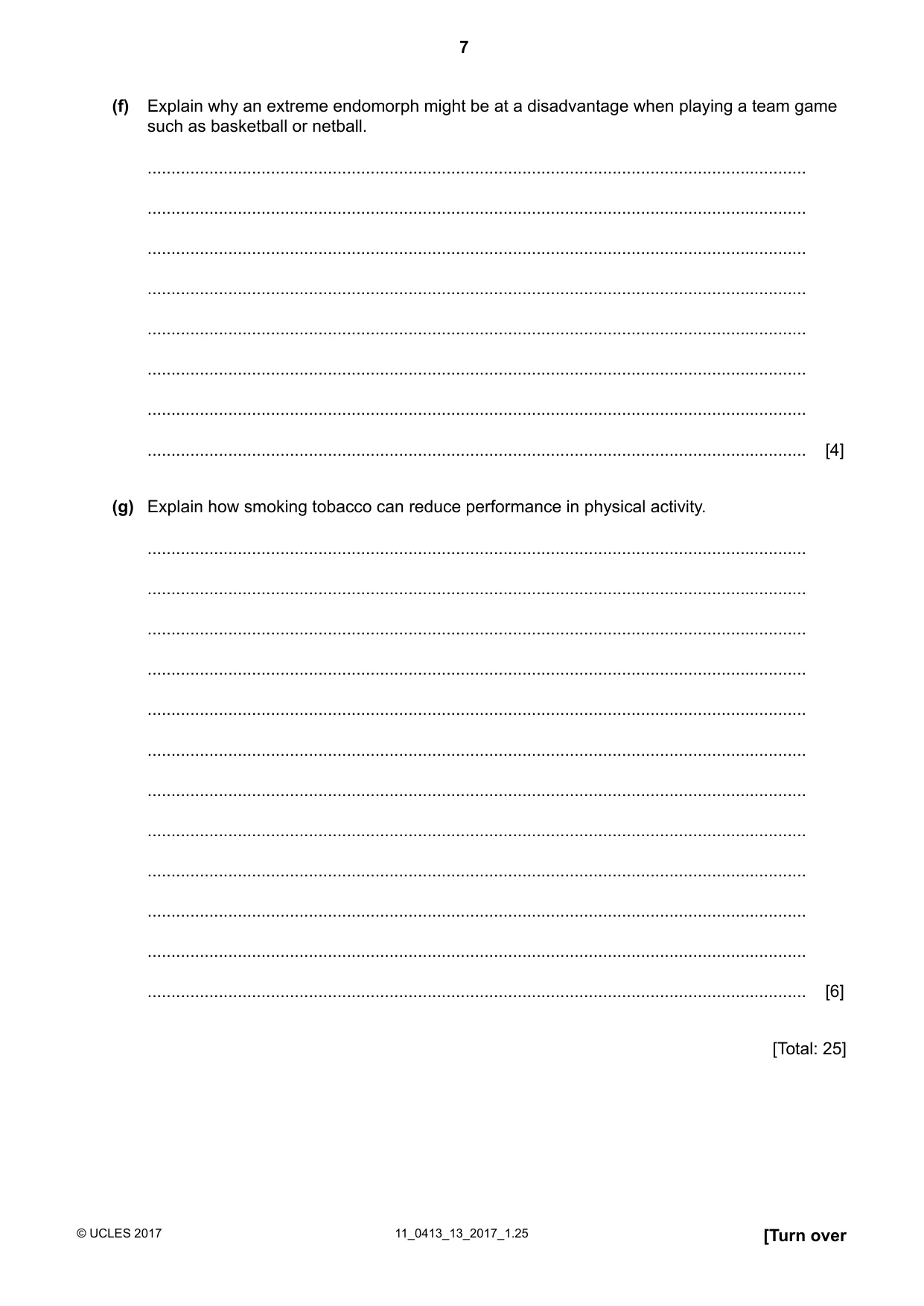 Cambridge IGCSE Physical Education 0413 2017 Oct/Nov Paper 1 · Variant 3 question paper, page 7 of 12