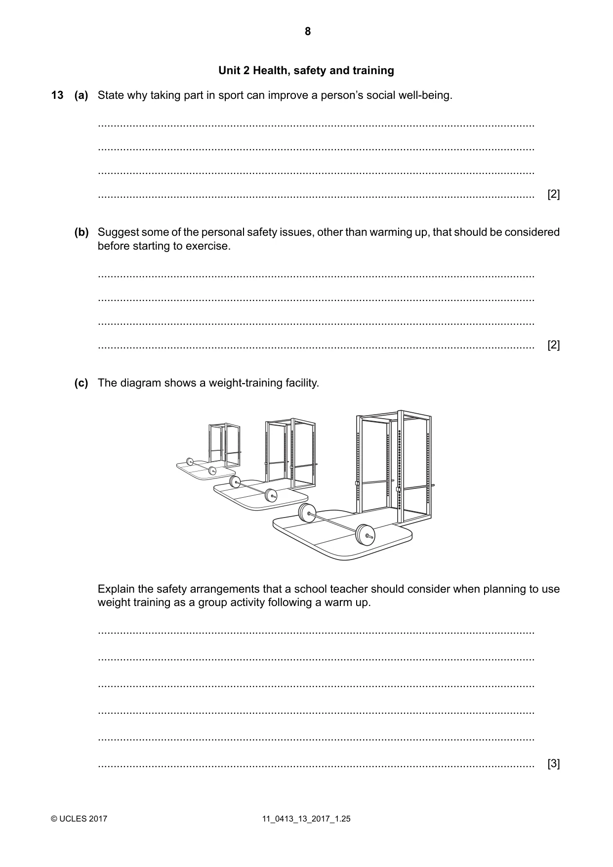 Cambridge IGCSE Physical Education 0413 2017 Oct/Nov Paper 1 · Variant 3 question paper, page 8 of 12
