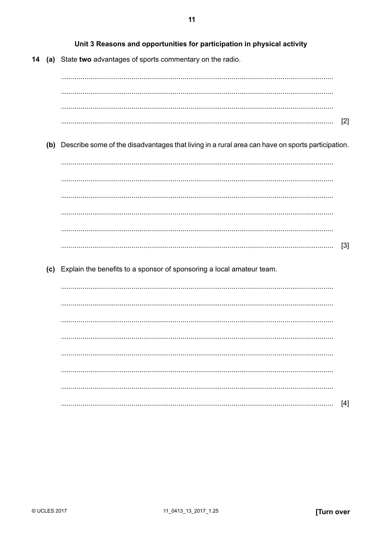 Cambridge IGCSE Physical Education 0413 2017 Oct/Nov Paper 1 · Variant 3 question paper, page 11 of 12