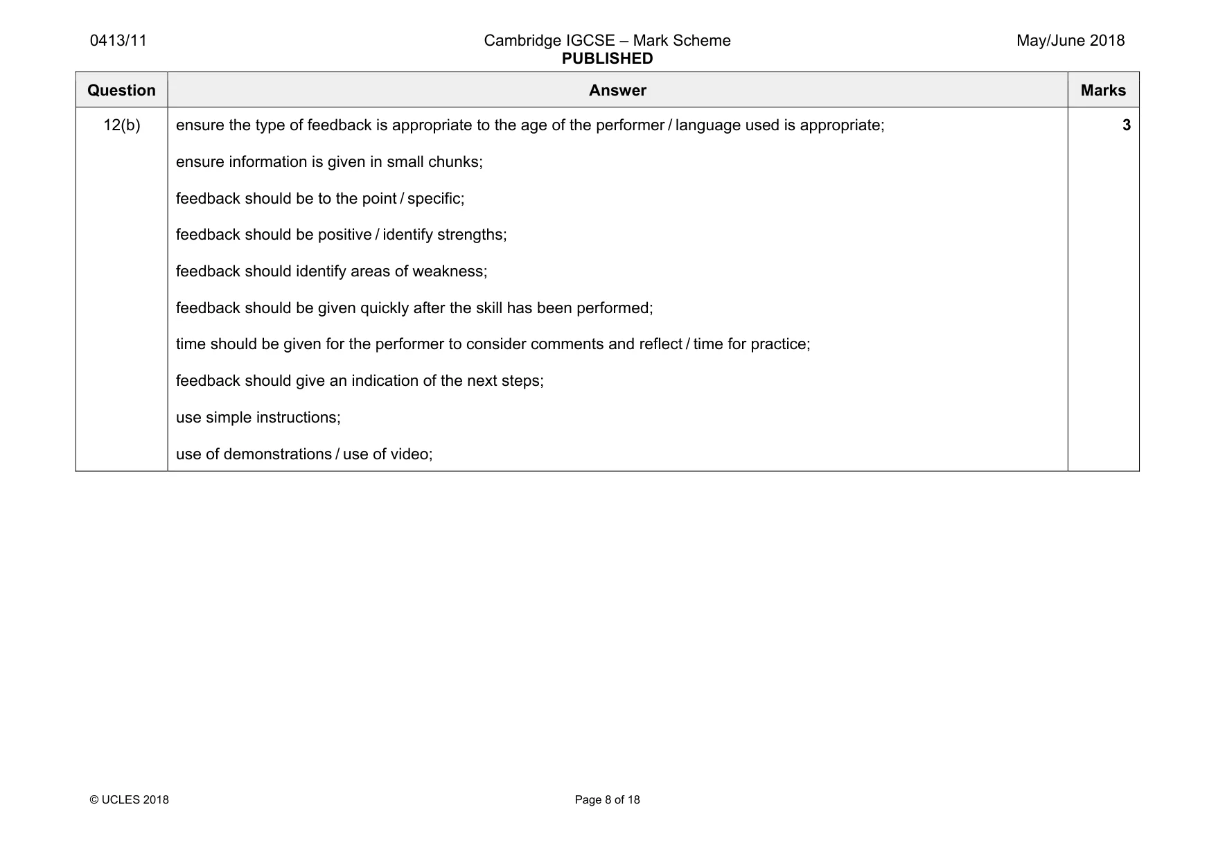 Mark scheme, page 8 of 18
