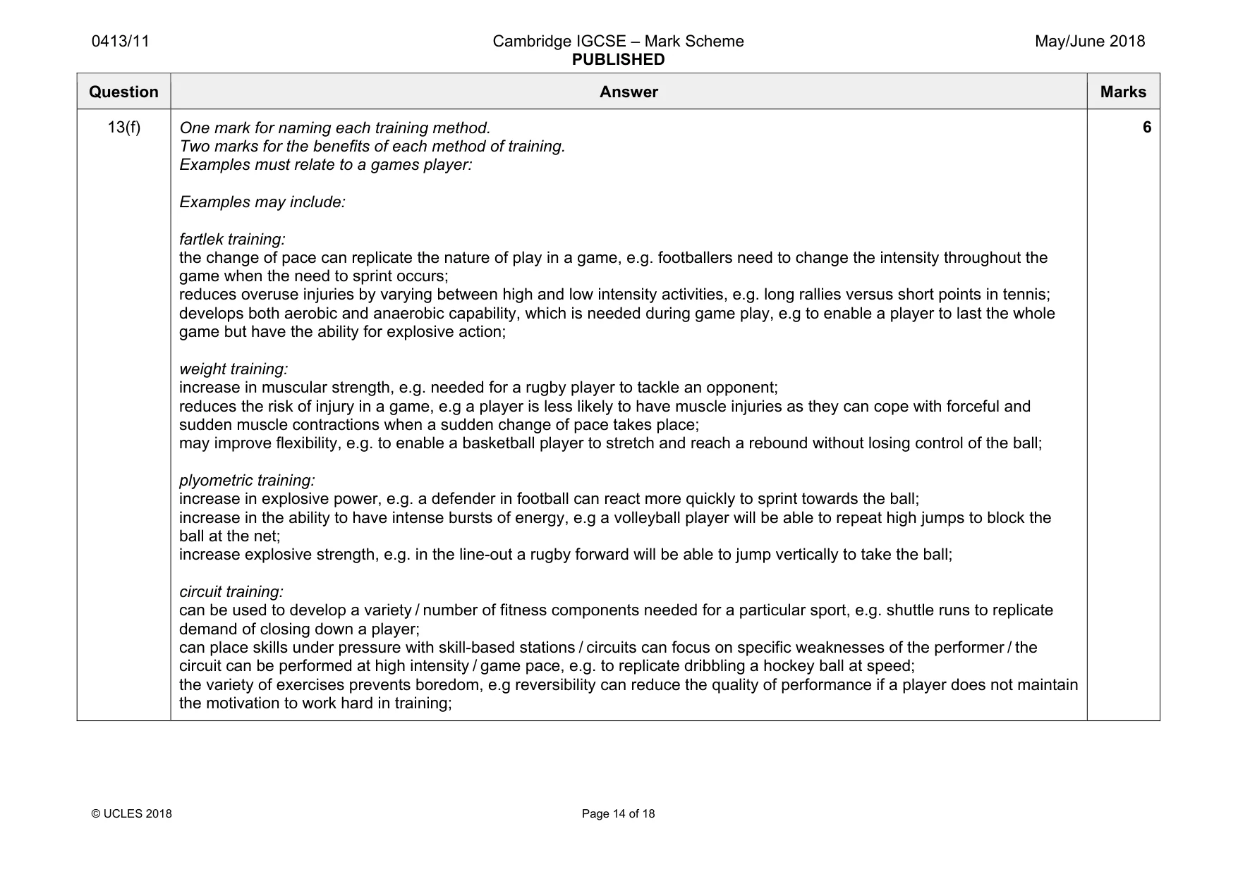 Mark scheme, page 14 of 18