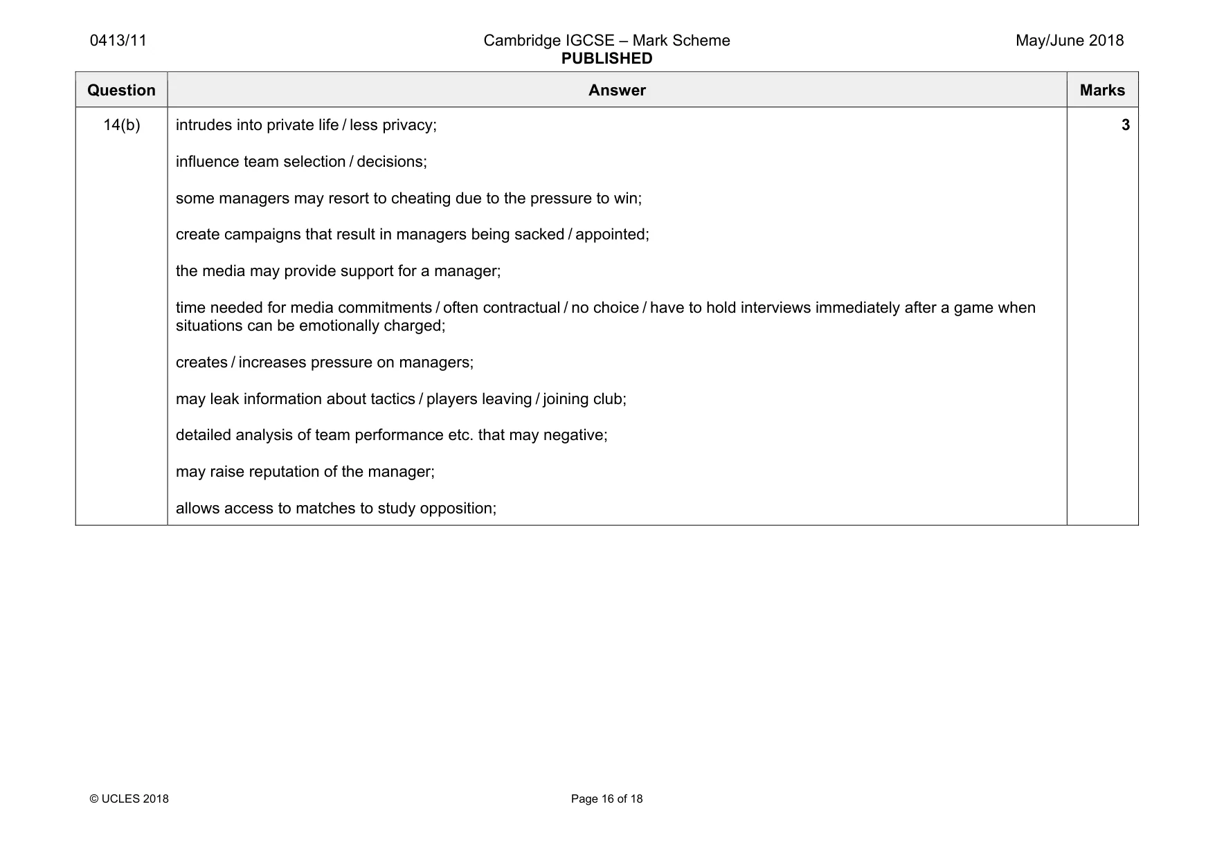 Mark scheme, page 16 of 18