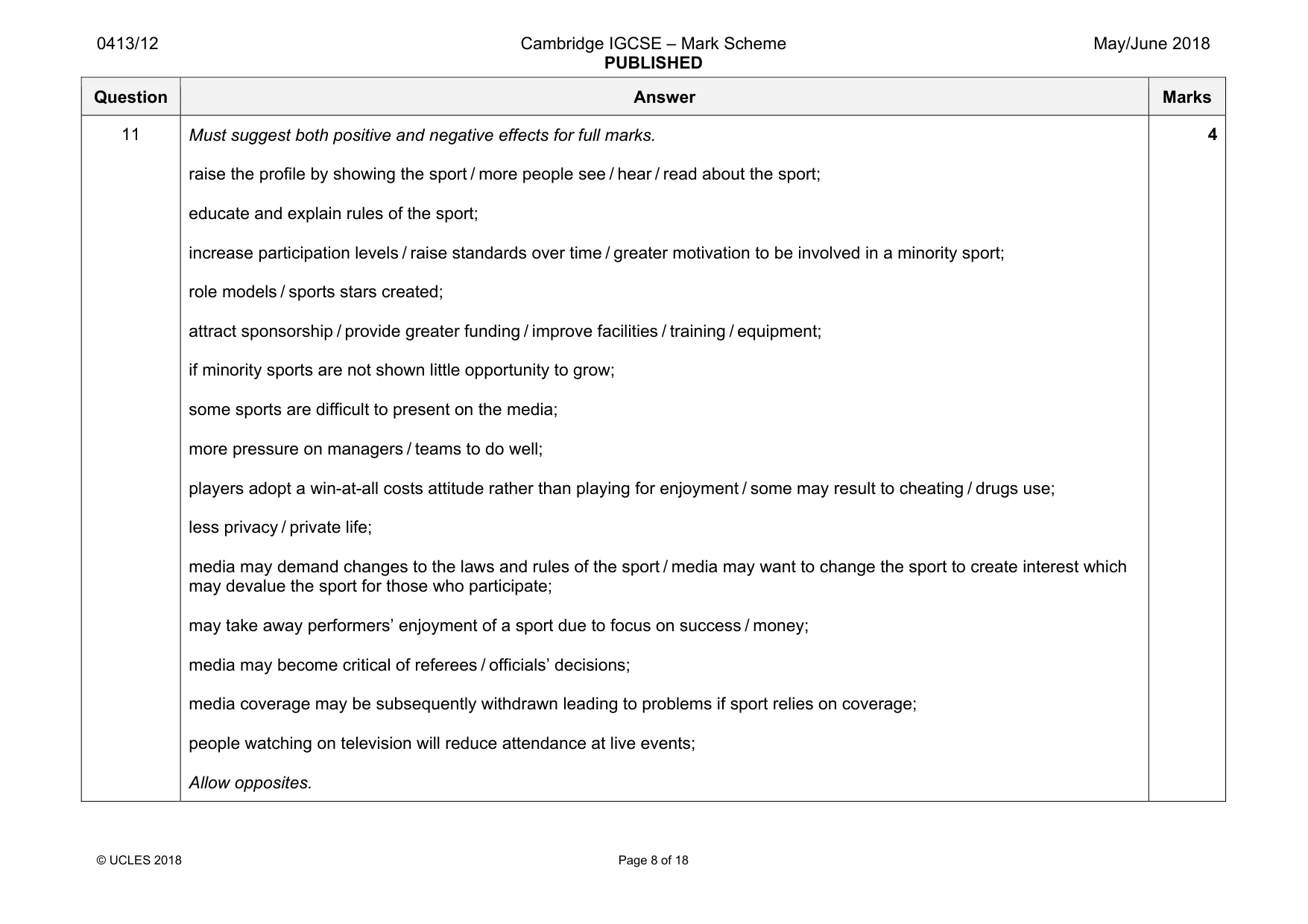 Mark scheme, page 8 of 18