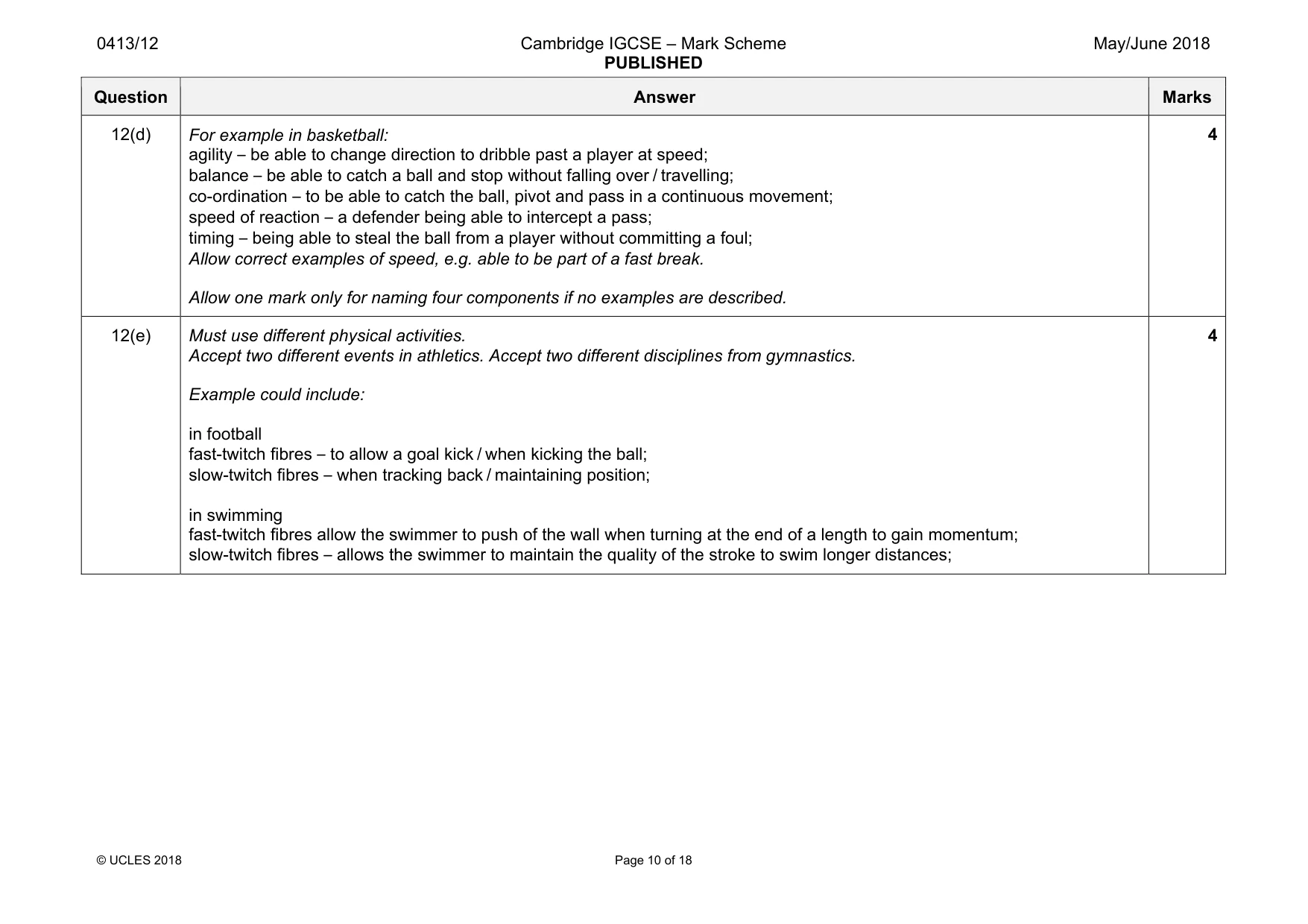 Mark scheme, page 10 of 18