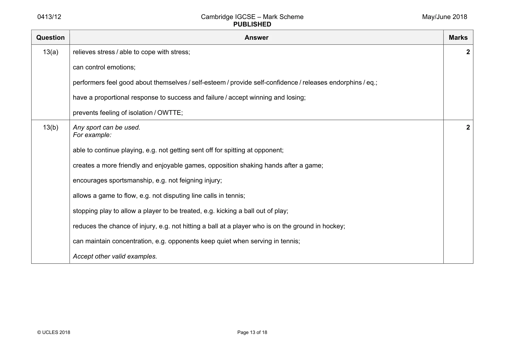 Mark scheme, page 13 of 18