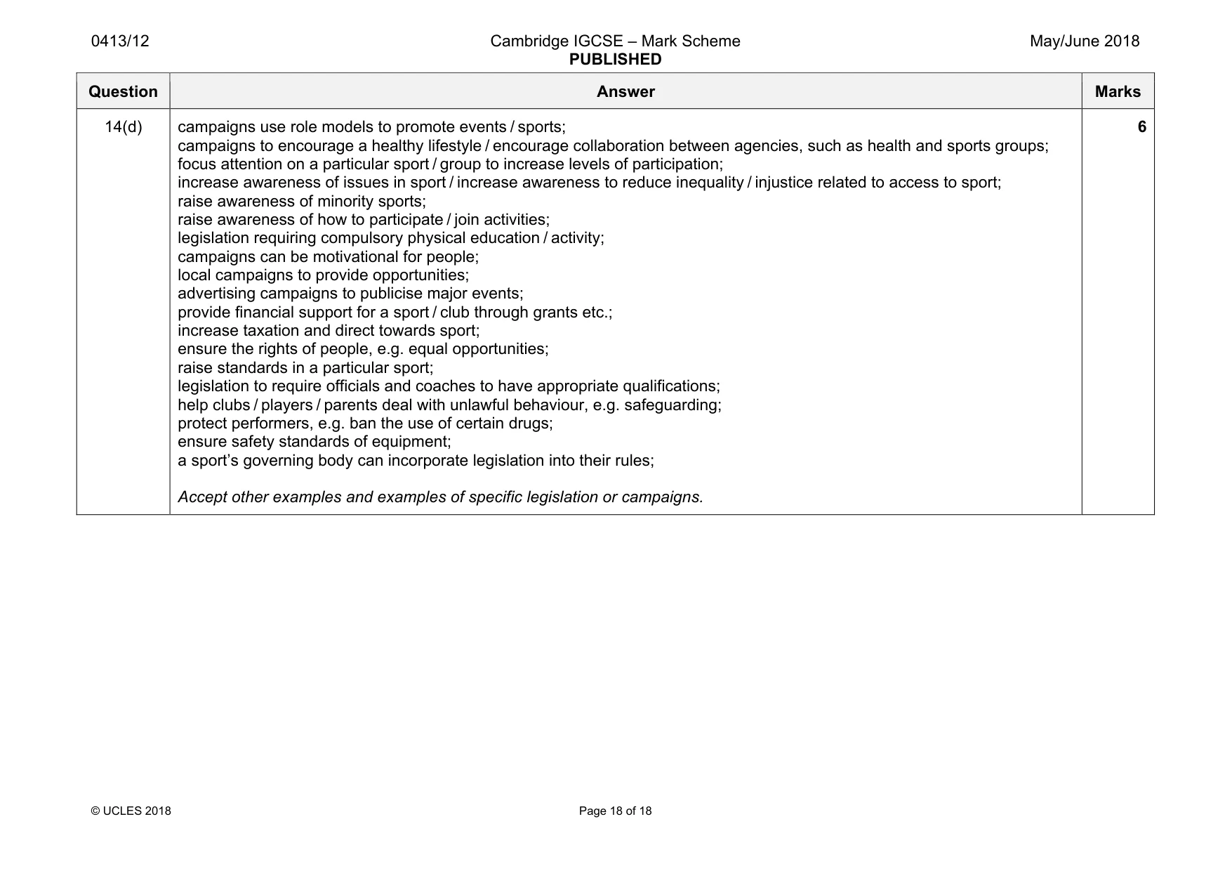 Mark scheme, page 18 of 18