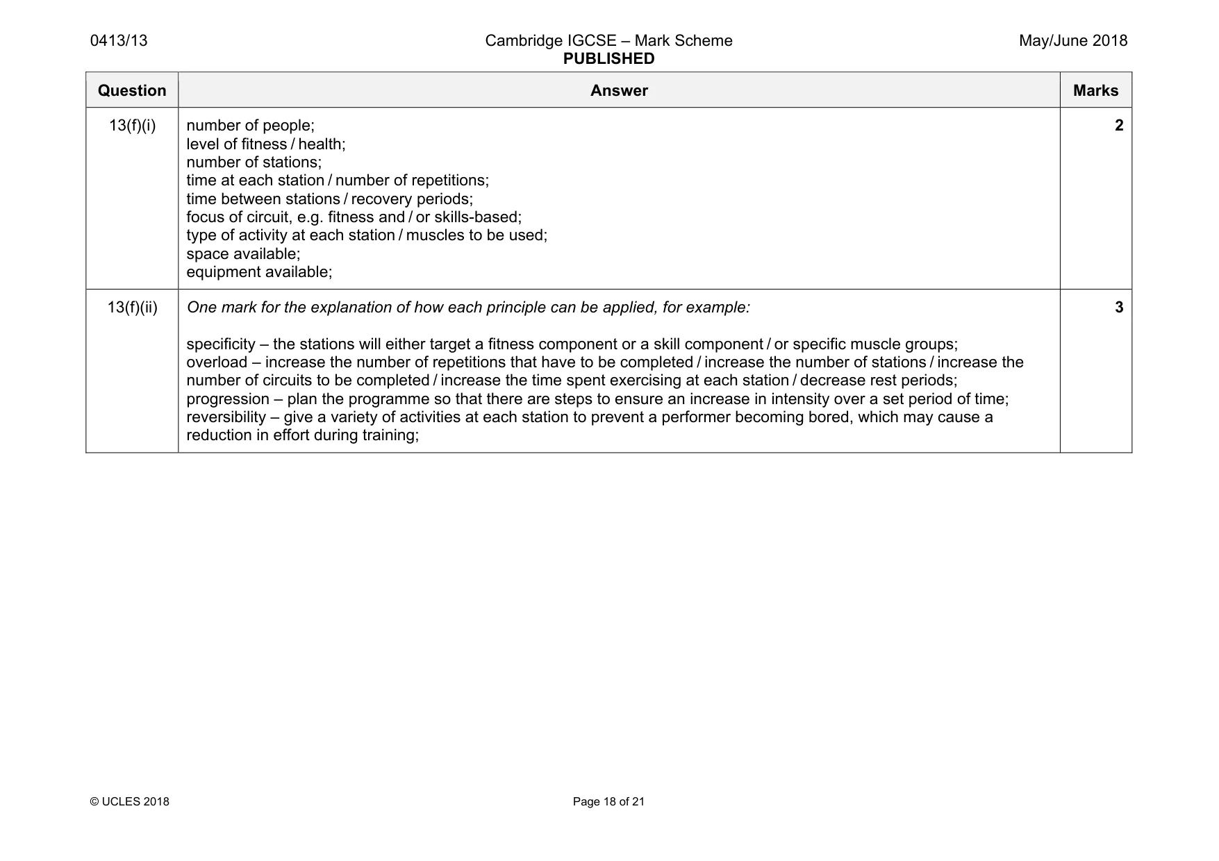 Mark scheme, page 18 of 21