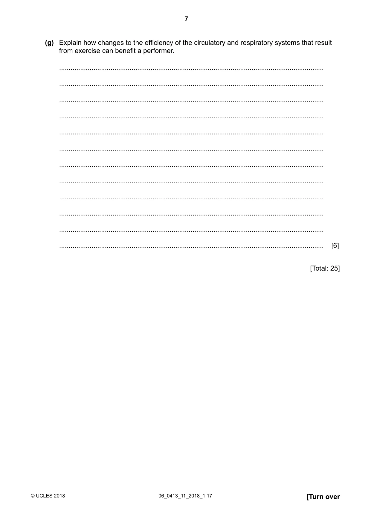 Cambridge IGCSE Physical Education 0413 2018 May/June Paper 1 · Variant 1 question paper, page 7 of 12
