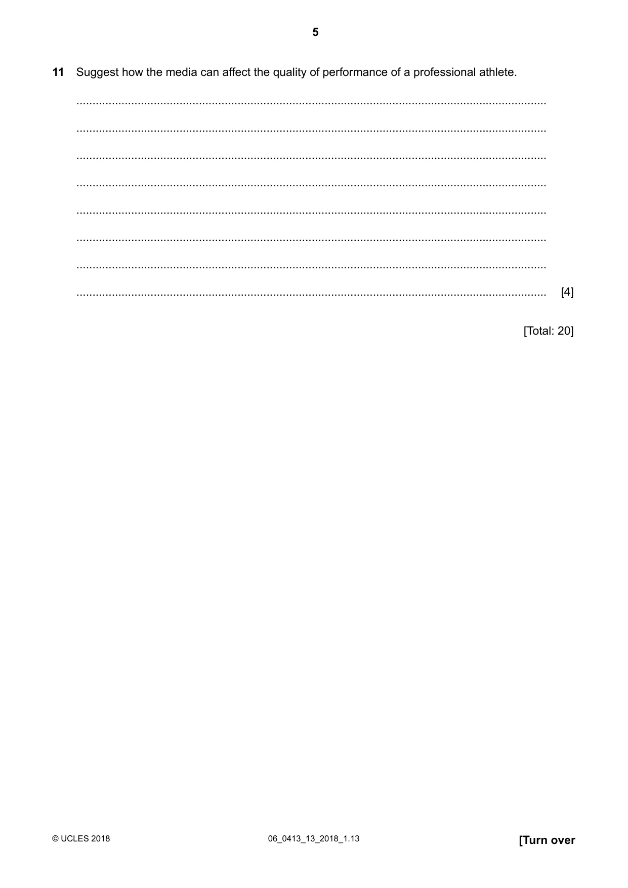 Cambridge IGCSE Physical Education 0413 2018 May/June Paper 1 · Variant 3 question paper, page 5 of 12