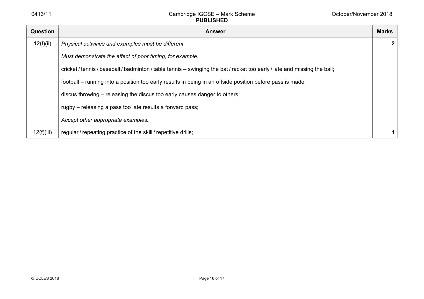 Mark scheme, page 10 of 17
