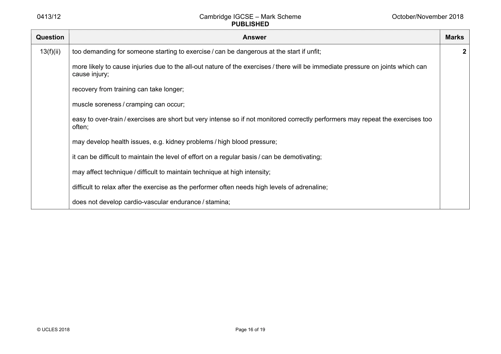 Mark scheme, page 16 of 19