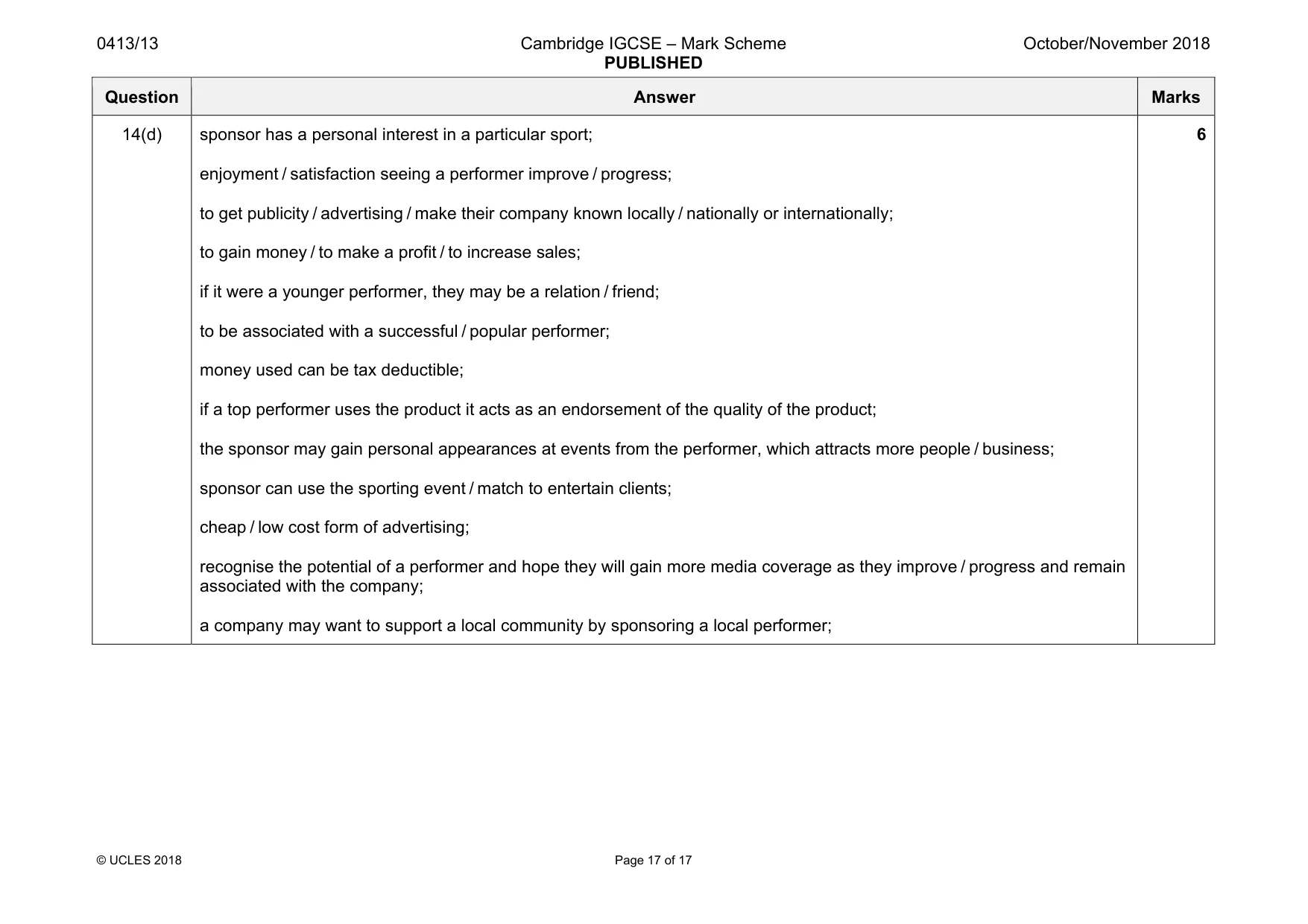 Mark scheme, page 17 of 17