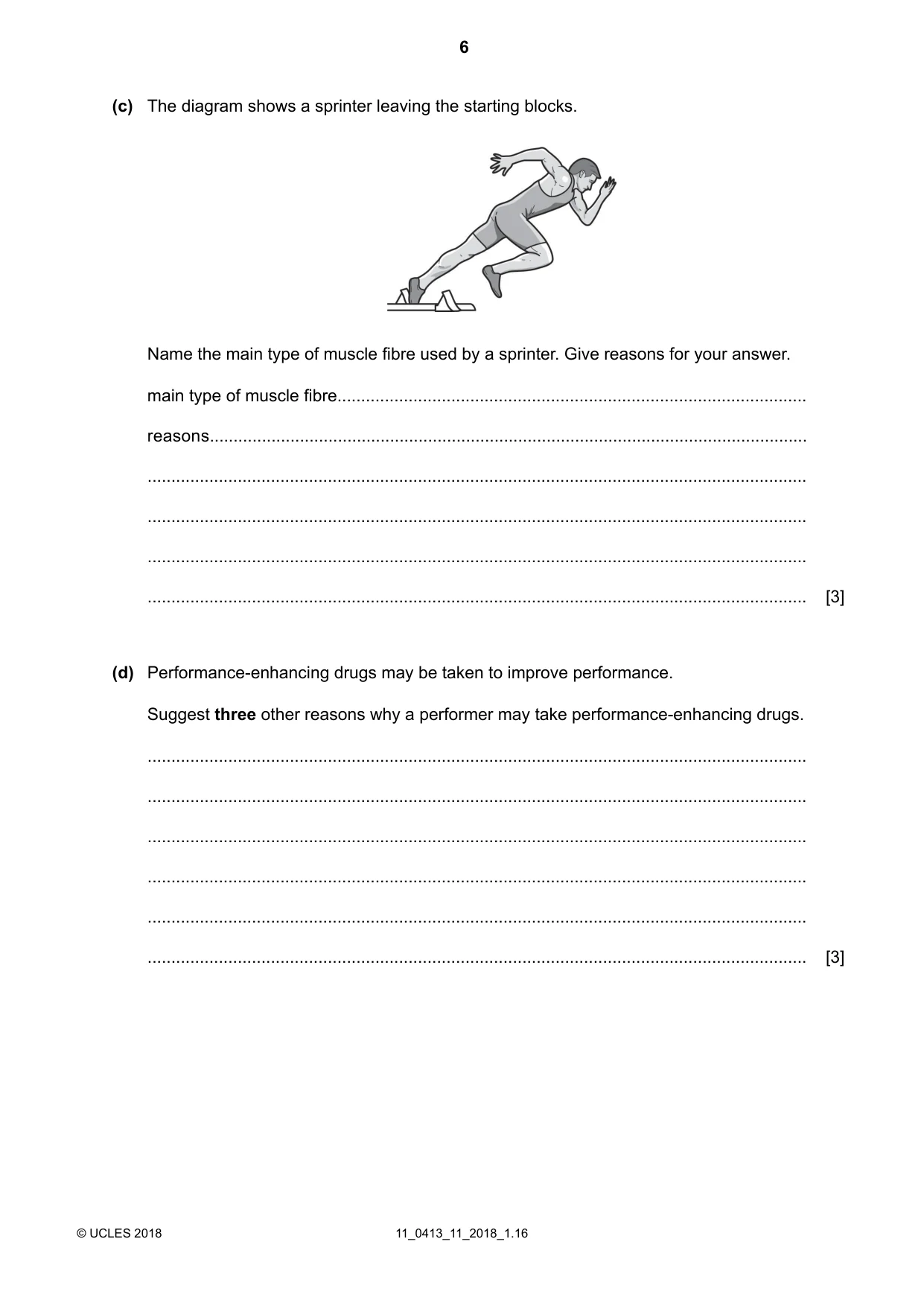 Cambridge IGCSE Physical Education 0413 2018 Oct/Nov Paper 1 · Variant 1 question paper, page 6 of 16