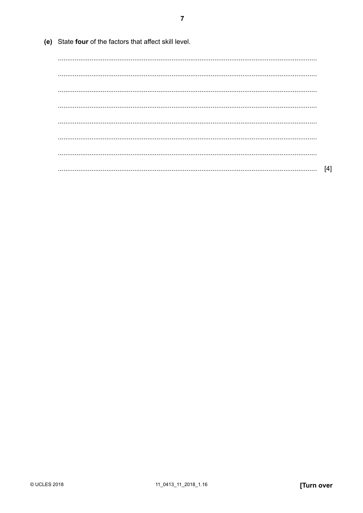 Cambridge IGCSE Physical Education 0413 2018 Oct/Nov Paper 1 · Variant 1 question paper, page 7 of 16