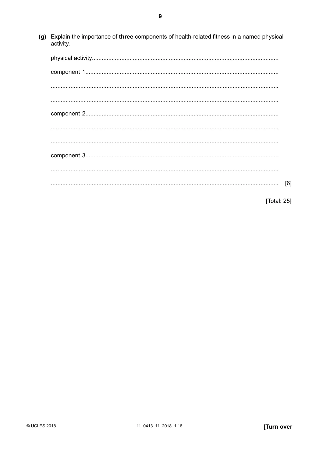 Cambridge IGCSE Physical Education 0413 2018 Oct/Nov Paper 1 · Variant 1 question paper, page 9 of 16