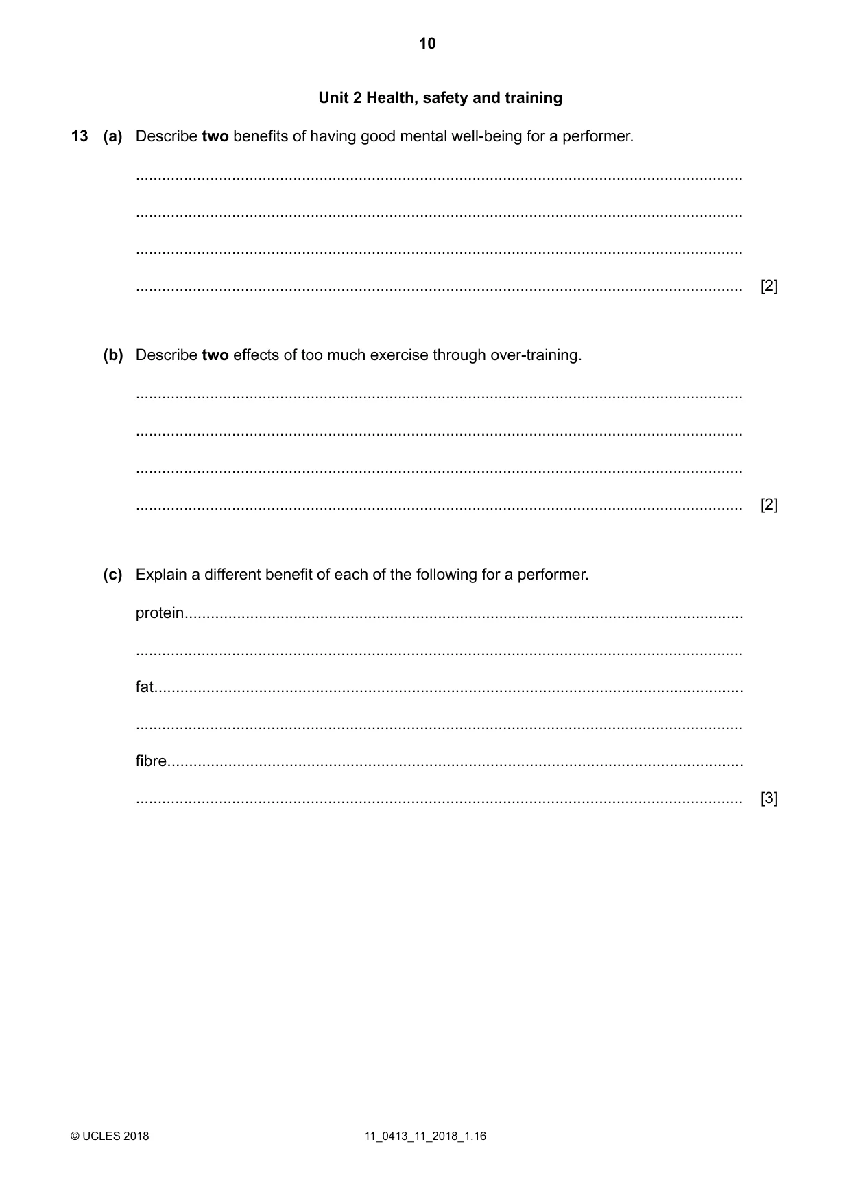 Cambridge IGCSE Physical Education 0413 2018 Oct/Nov Paper 1 · Variant 1 question paper, page 10 of 16