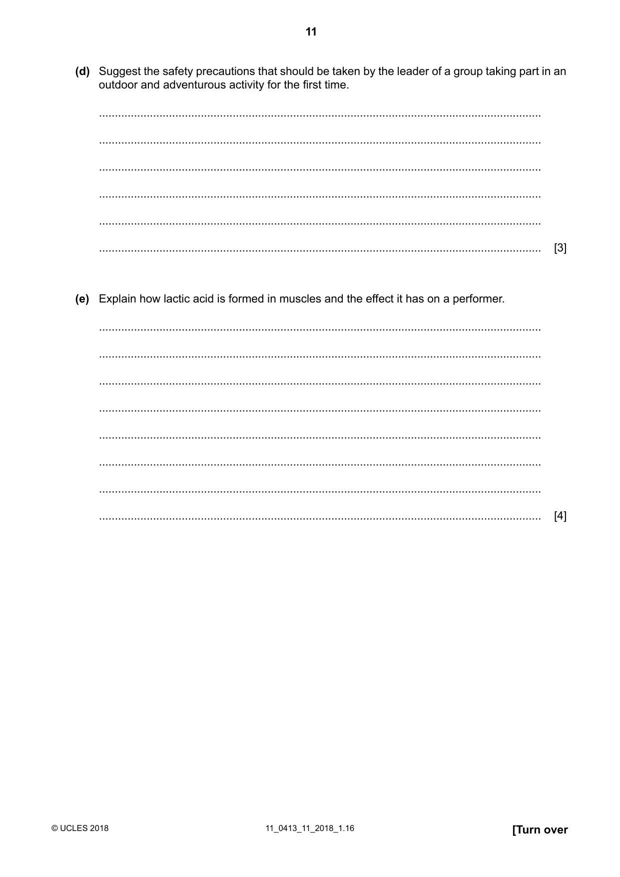 Cambridge IGCSE Physical Education 0413 2018 Oct/Nov Paper 1 · Variant 1 question paper, page 11 of 16