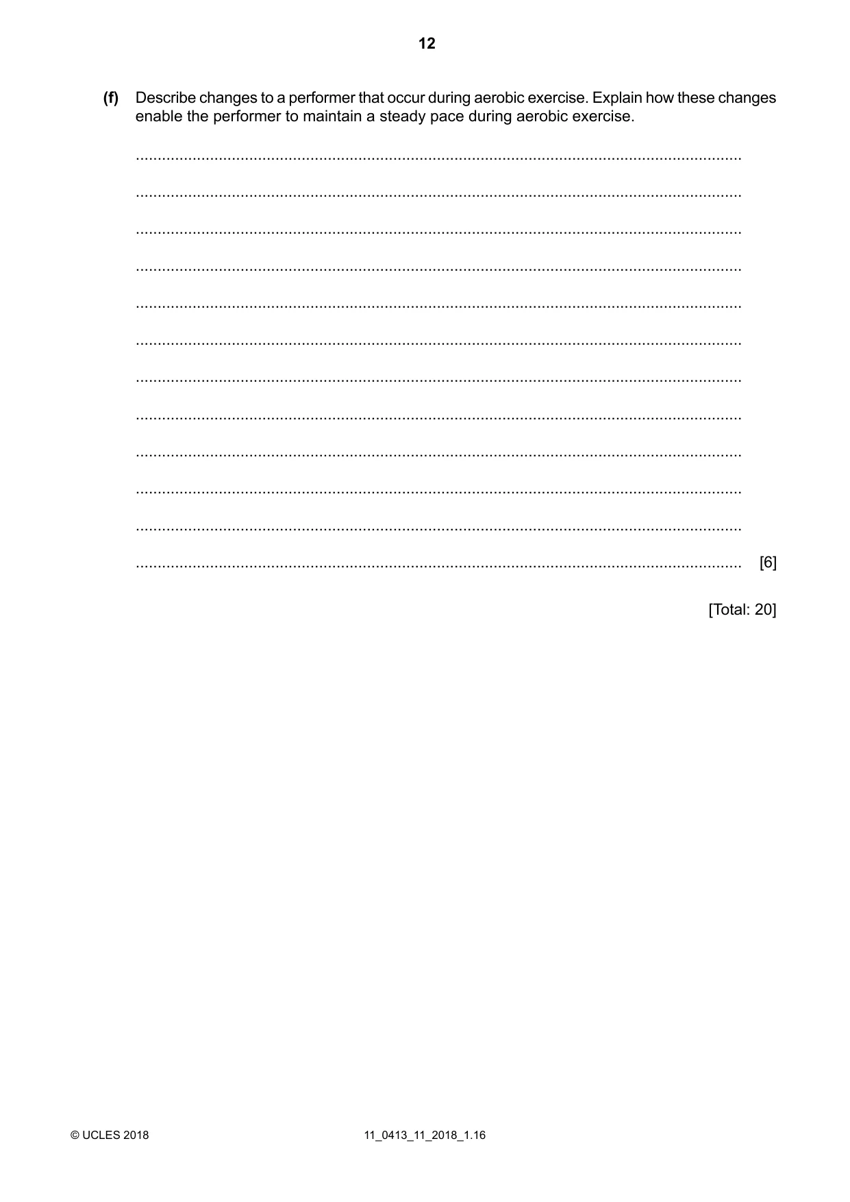 Cambridge IGCSE Physical Education 0413 2018 Oct/Nov Paper 1 · Variant 1 question paper, page 12 of 16