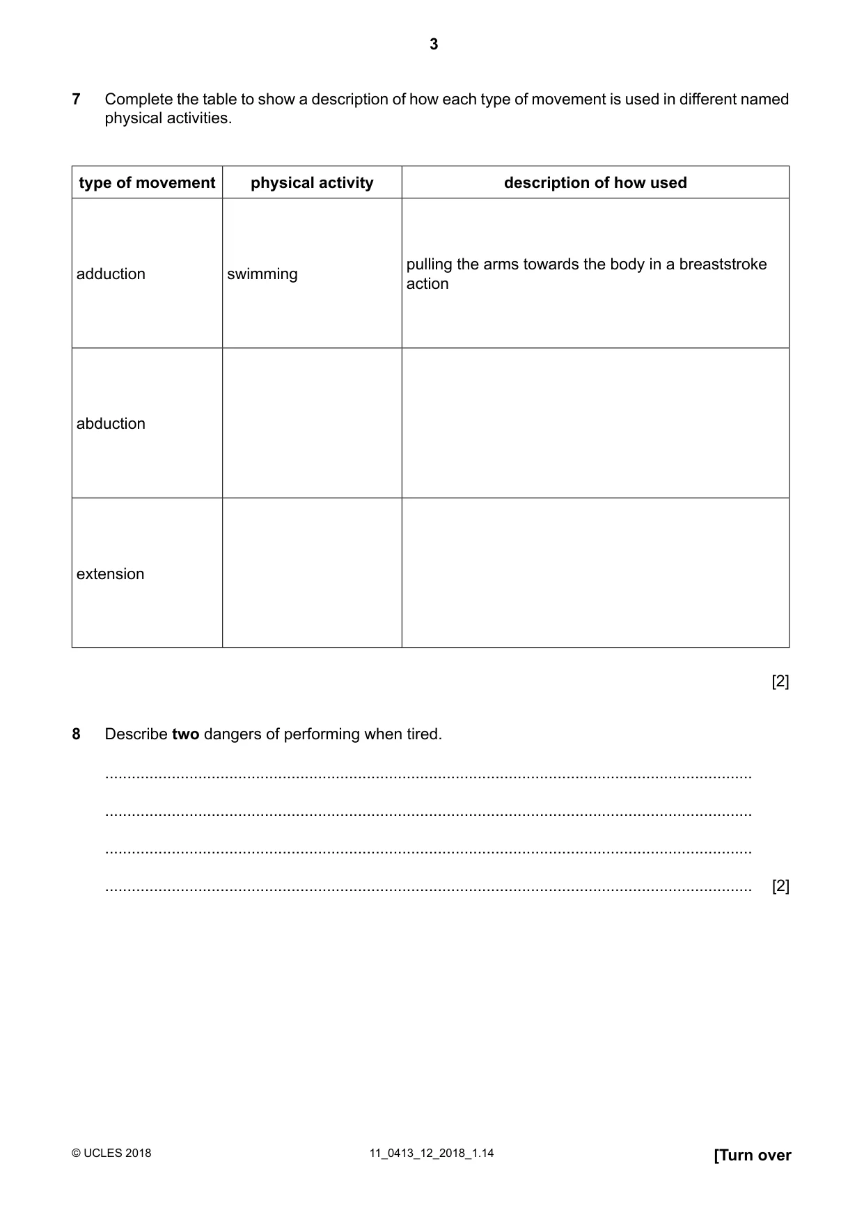 Cambridge IGCSE Physical Education 0413 2018 Oct/Nov Paper 1 · Variant 2 question paper, page 3 of 16