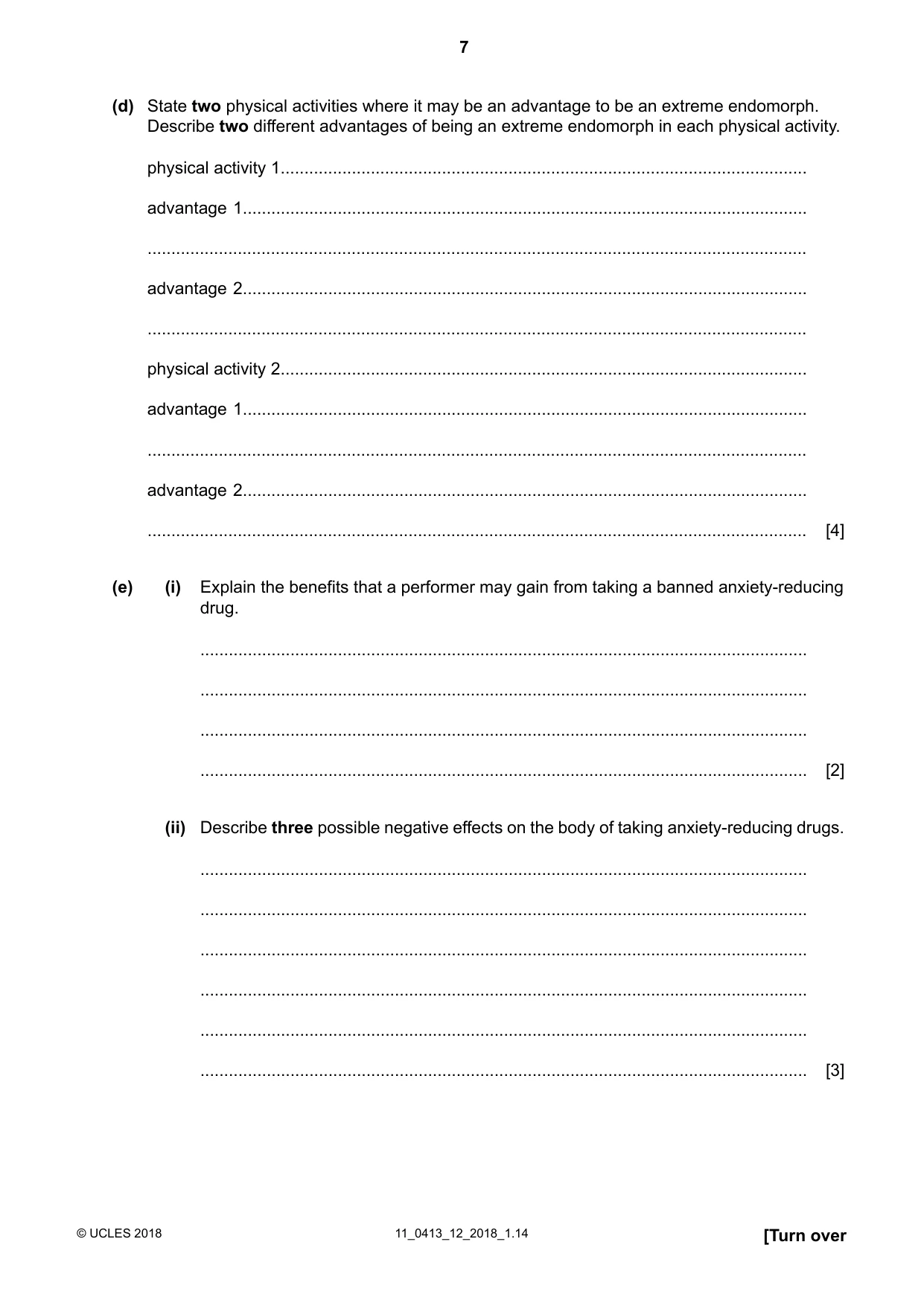 Cambridge IGCSE Physical Education 0413 2018 Oct/Nov Paper 1 · Variant 2 question paper, page 7 of 16