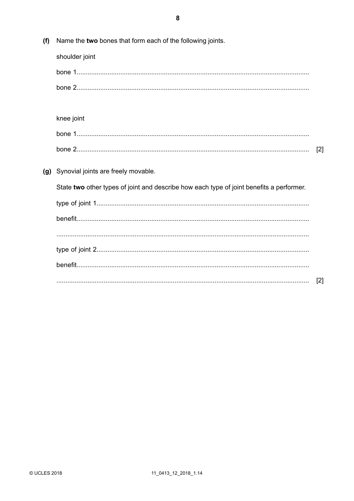 Cambridge IGCSE Physical Education 0413 2018 Oct/Nov Paper 1 · Variant 2 question paper, page 8 of 16