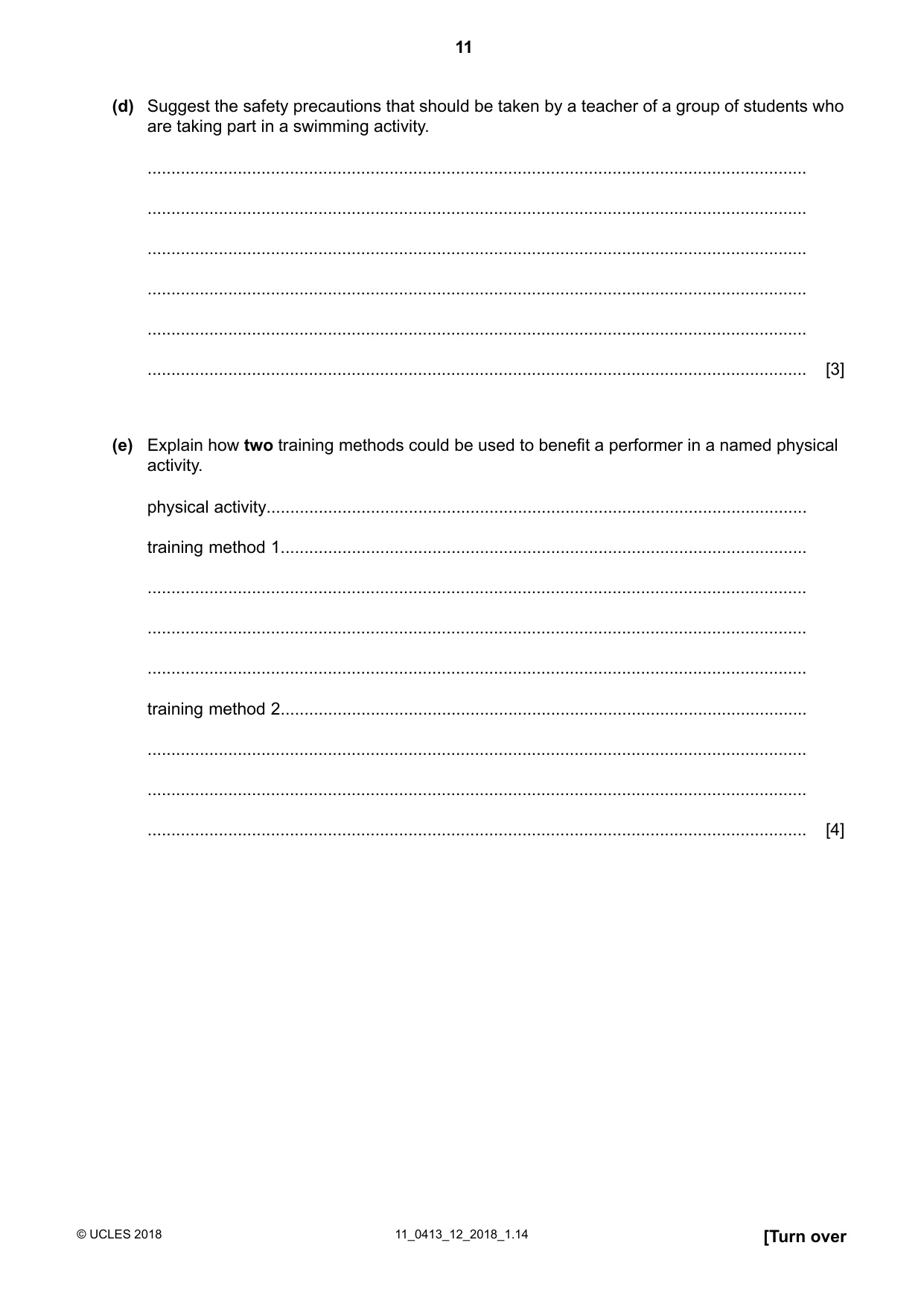 Cambridge IGCSE Physical Education 0413 2018 Oct/Nov Paper 1 · Variant 2 question paper, page 11 of 16