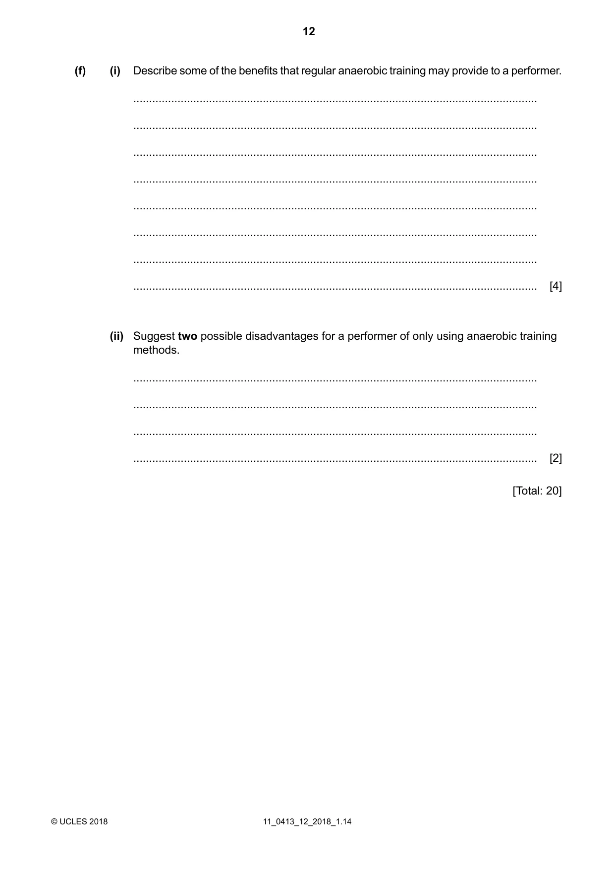Cambridge IGCSE Physical Education 0413 2018 Oct/Nov Paper 1 · Variant 2 question paper, page 12 of 16