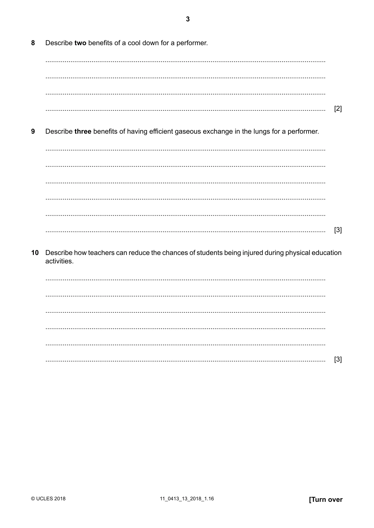 Cambridge IGCSE Physical Education 0413 2018 Oct/Nov Paper 1 · Variant 3 question paper, page 3 of 12