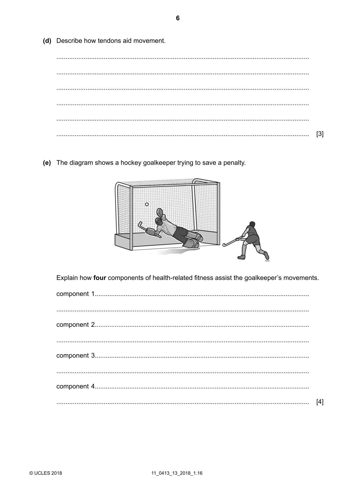 Cambridge IGCSE Physical Education 0413 2018 Oct/Nov Paper 1 · Variant 3 question paper, page 6 of 12