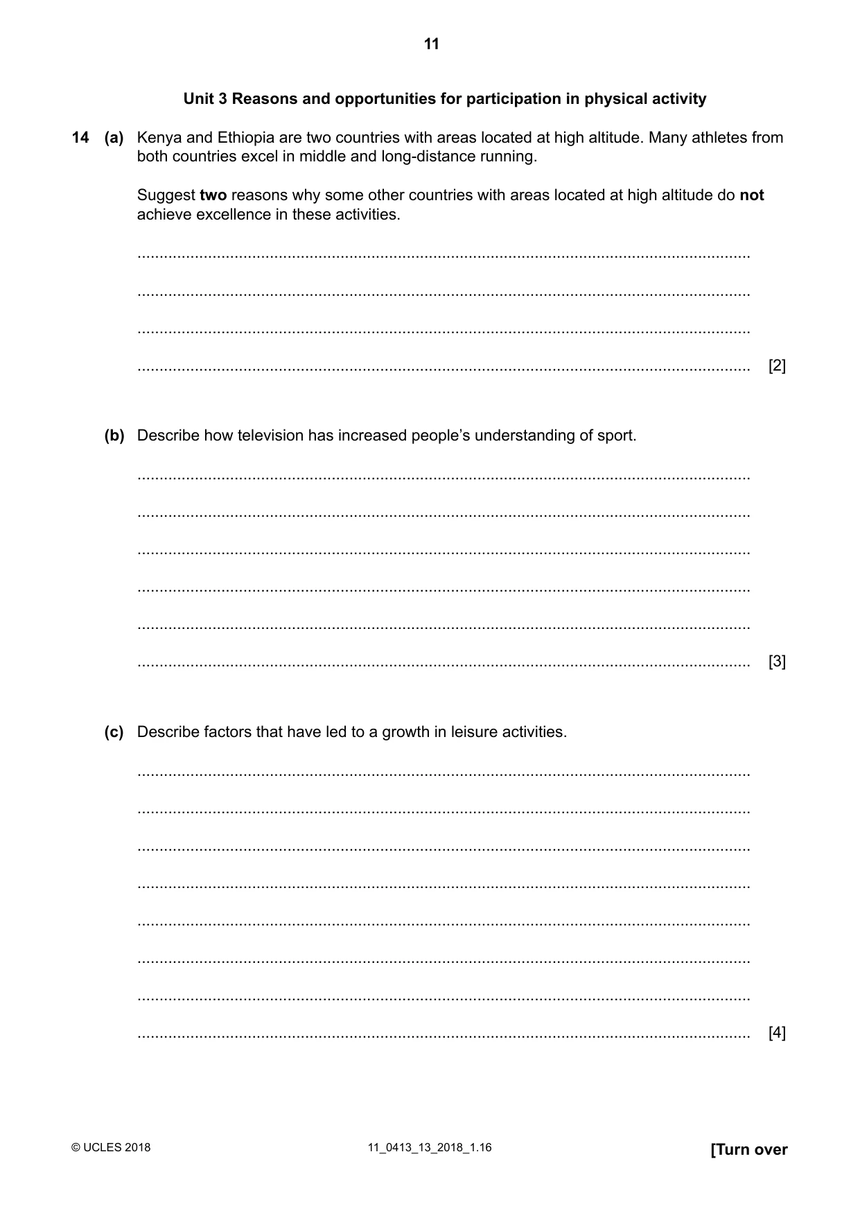 Cambridge IGCSE Physical Education 0413 2018 Oct/Nov Paper 1 · Variant 3 question paper, page 11 of 12