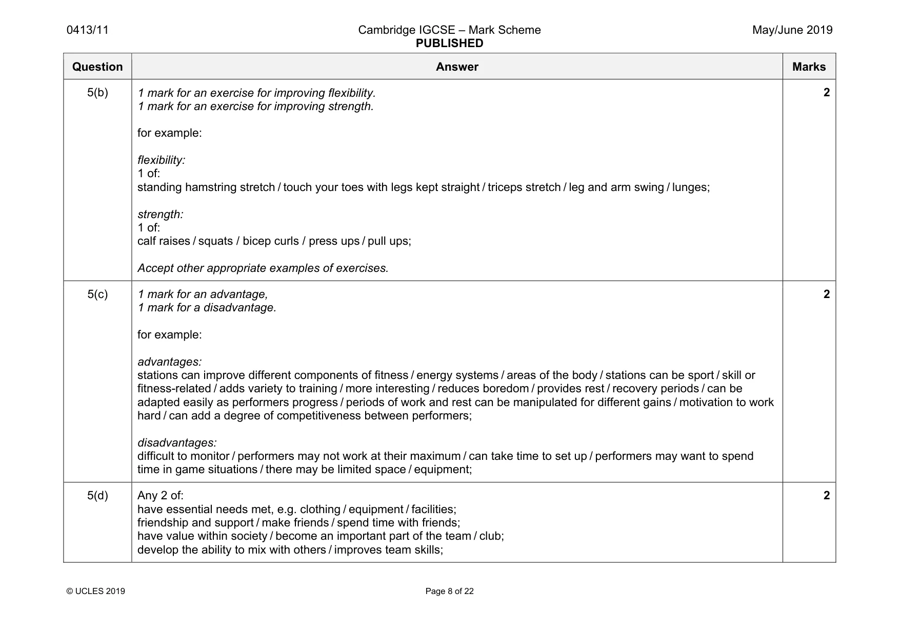 Mark scheme, page 8 of 22
