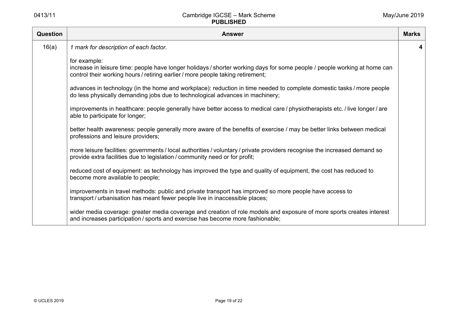 Mark scheme, page 19 of 22