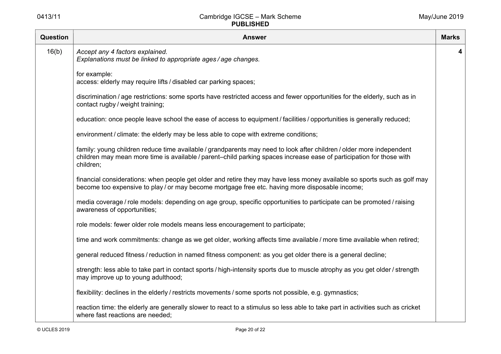 Mark scheme, page 20 of 22