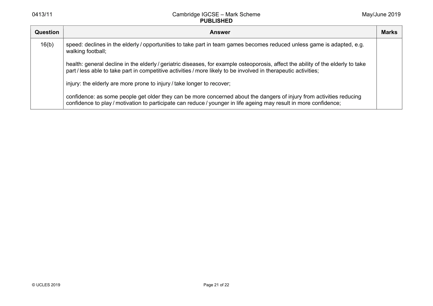 Mark scheme, page 21 of 22
