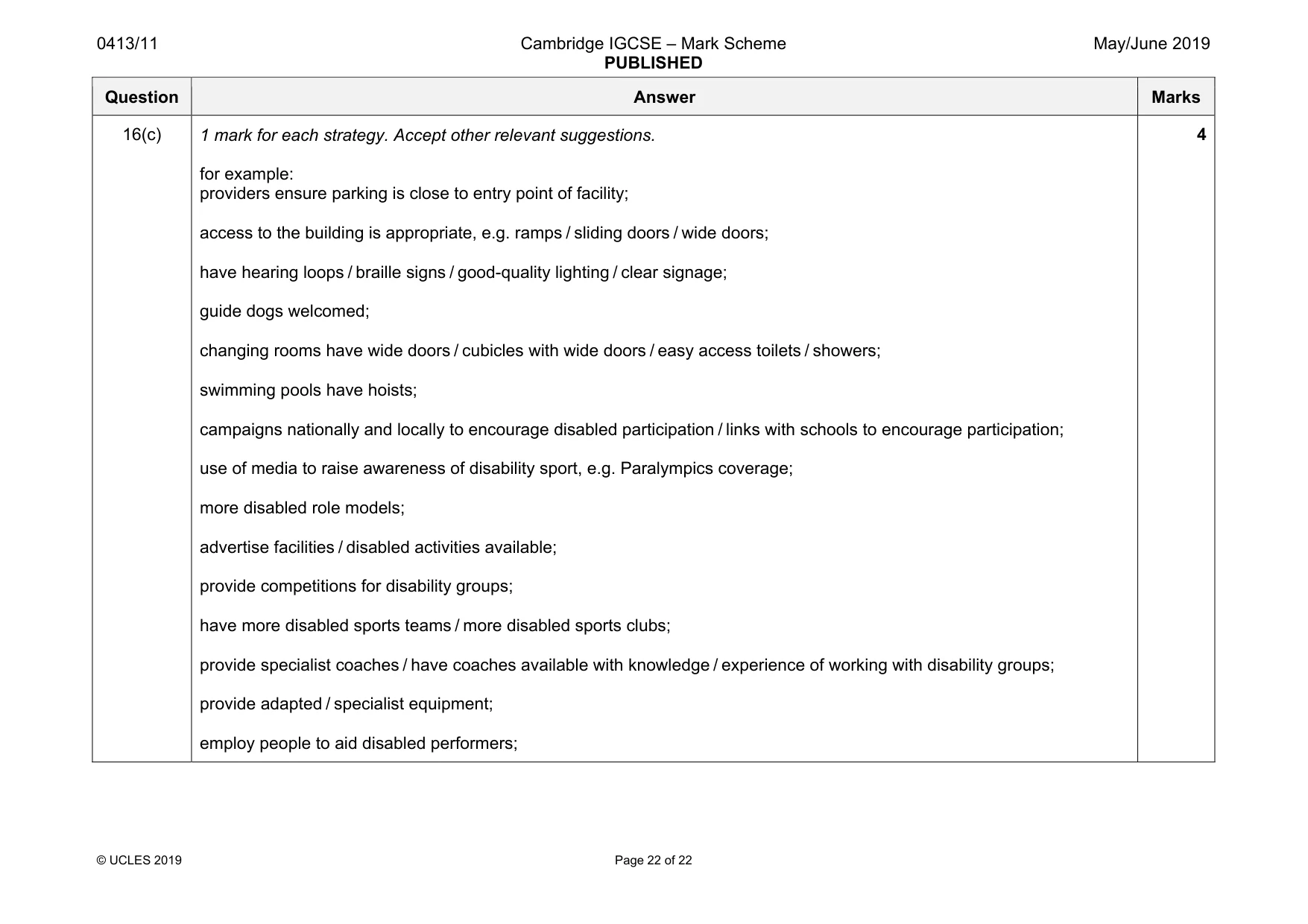 Mark scheme, page 22 of 22