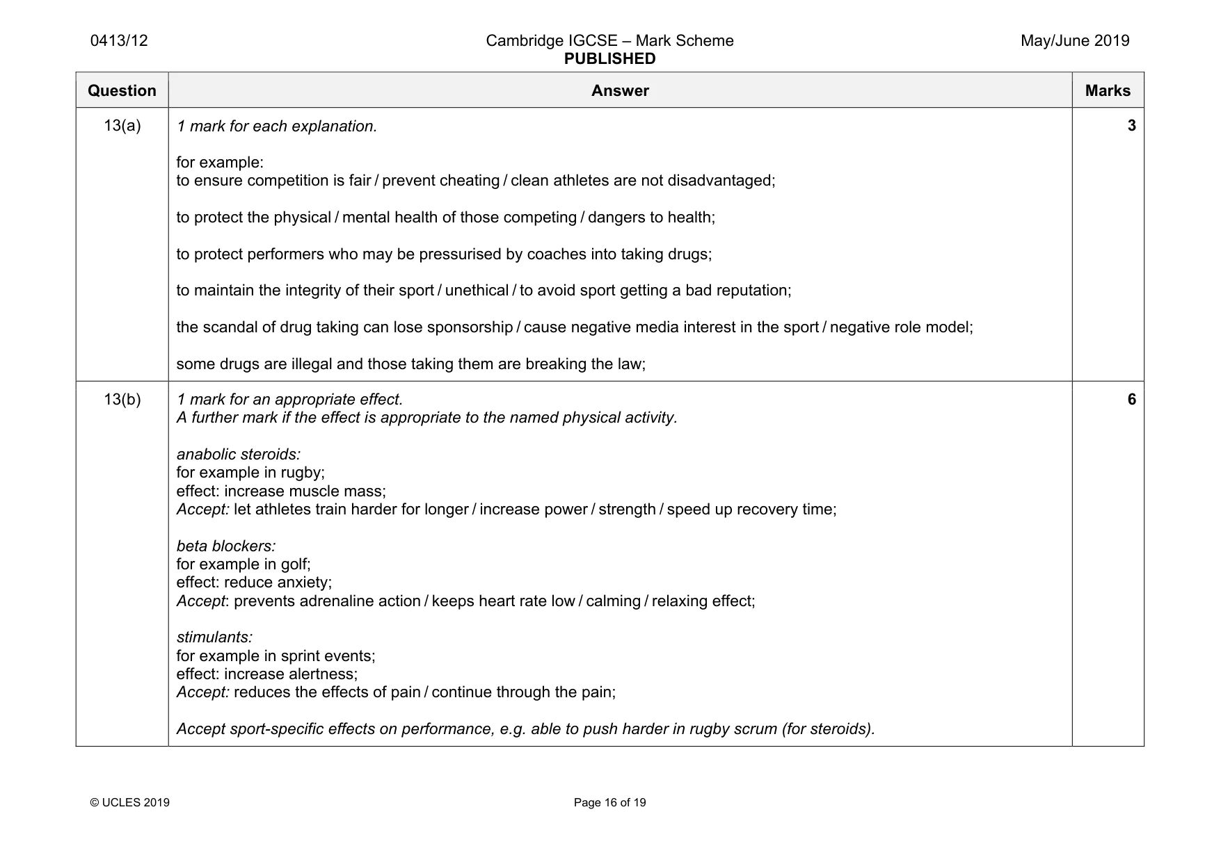 Mark scheme, page 16 of 19