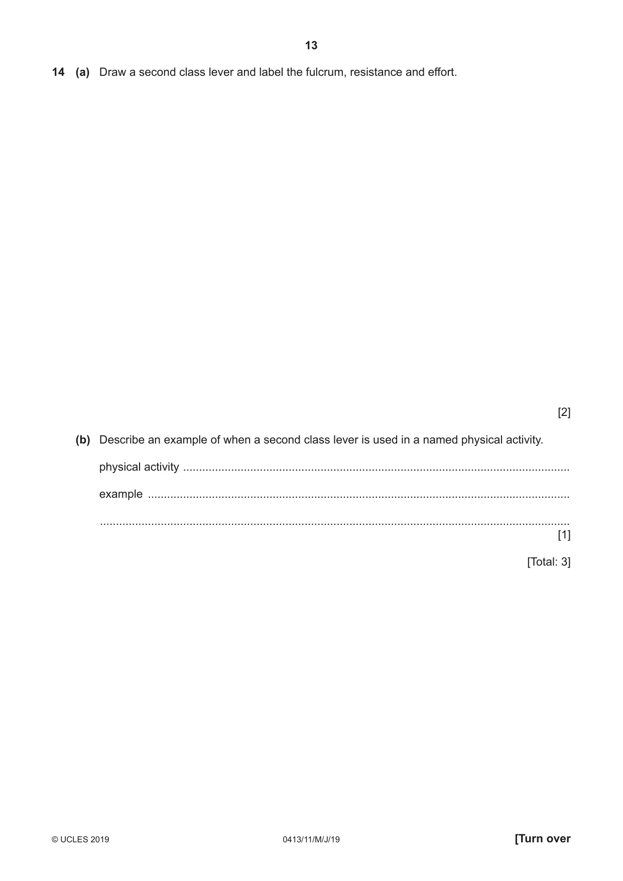 Cambridge IGCSE Physical Education 0413 2019 May/June Paper 1 · Variant 1 question paper, page 13 of 16
