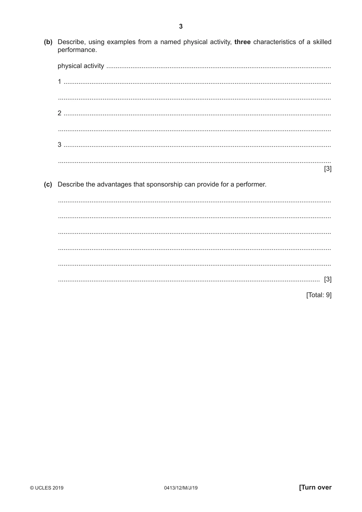 Cambridge IGCSE Physical Education 0413 2019 May/June Paper 1 · Variant 2 question paper, page 3 of 20